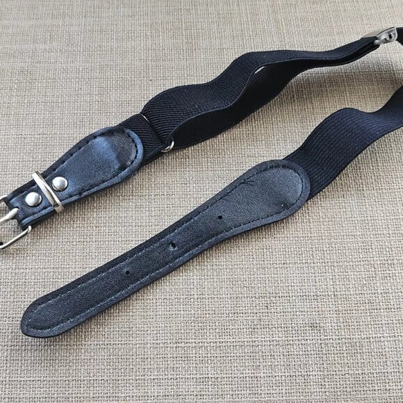 Dog Collar Vegan Faux Leather Black Silver Tone Buckle Pet Collar Adjustable - Picture 4 of 9